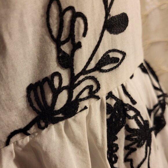 JCrew Women's Embroidered Sundress Off-White & Black 4 - Picture 9 of 11